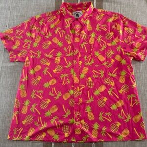Savage Tacticians Pineapple Grenade Short-Sleeve Button-Down Shirt - Bright Pink
